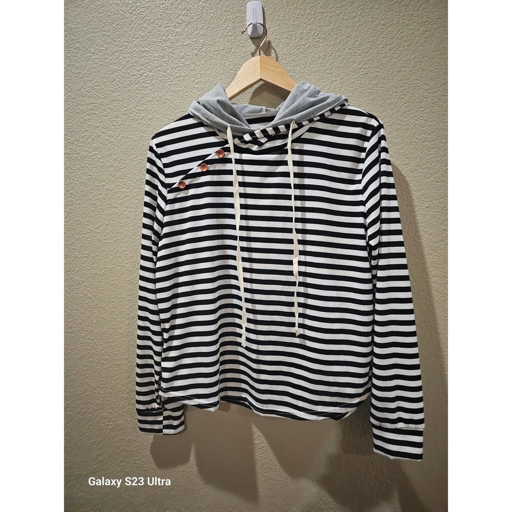 Women's, hooded sweatshirt, szXL BLACK AND WHITE